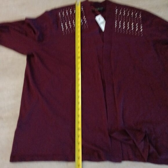 Lane Bryant NWT Dark Red Open Cardigan Sparkle Detail Sweater Sz 22 - Picture 9 of 11